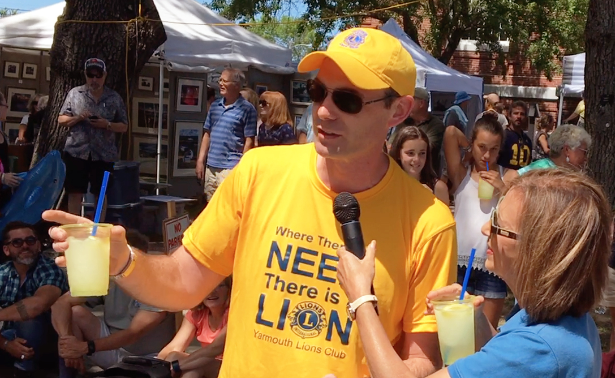Jim Albright creates marketing buzz for the new Lemon Lucy slush at the Yarmouth, Maine Clam Festival